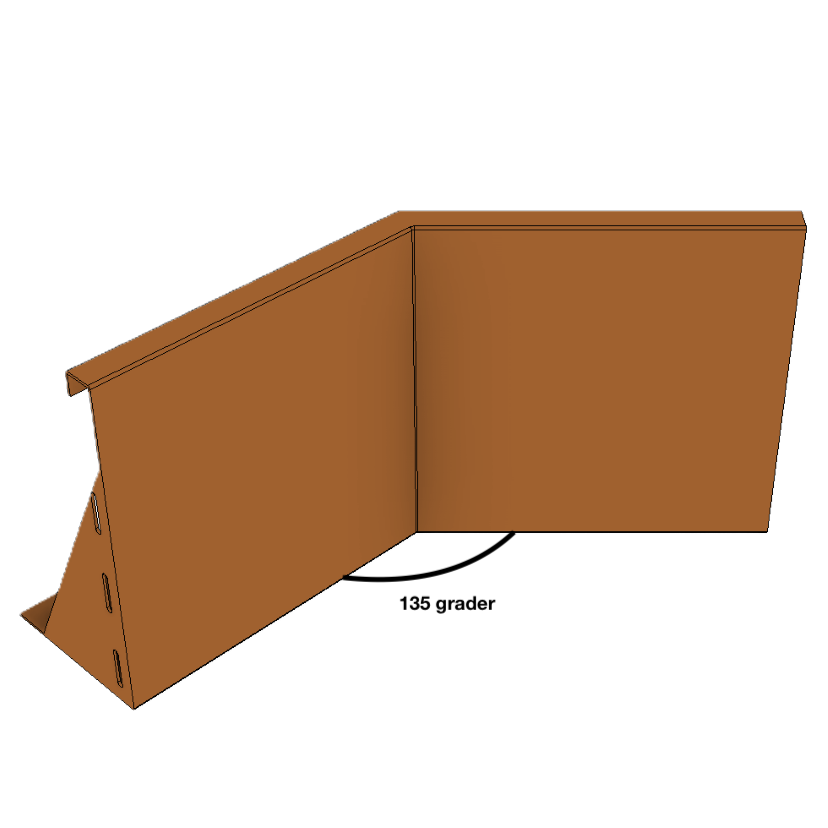 Indvendig hjørne til støttemur i cortenstål