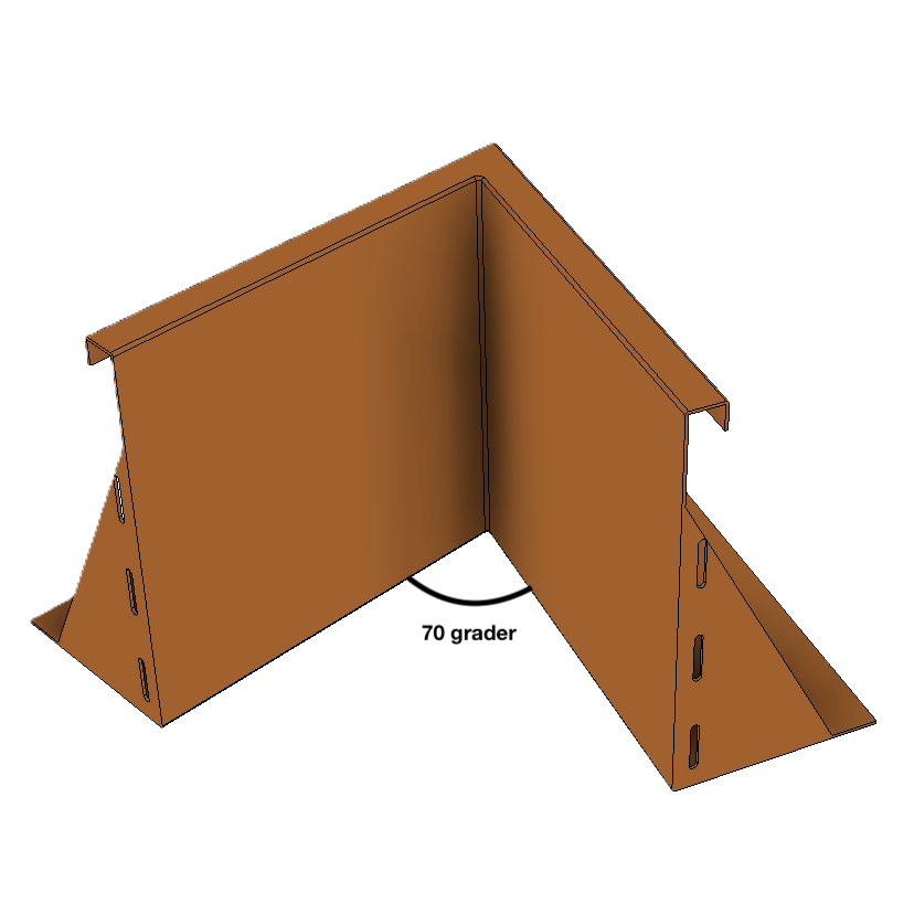 Indvendig hjørne til støttemur i cortenstål