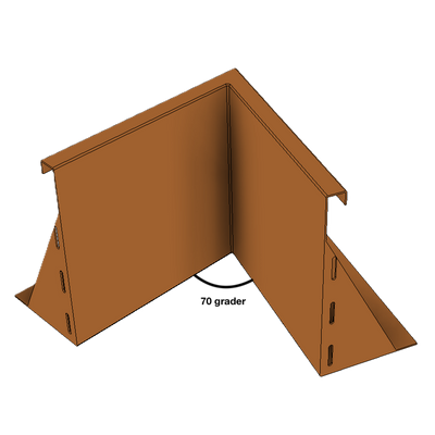 Indvendig hjørne til støttemur i cortenstål